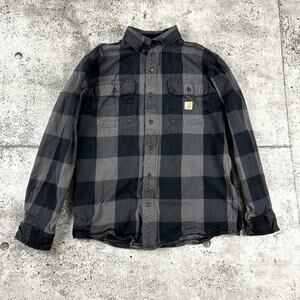 Carhartt Flannel Shirt Black & Gray Size Medium Workwear